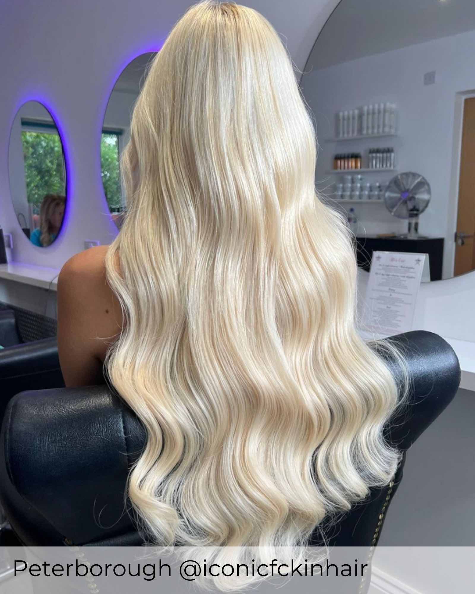 #60 Platinum Blonde Nano Ring Hair Extensions - Image 2